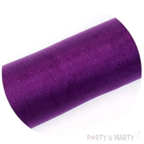 organza glitter sliwkowa brokatowa 16 cm 9 m 1 rolka