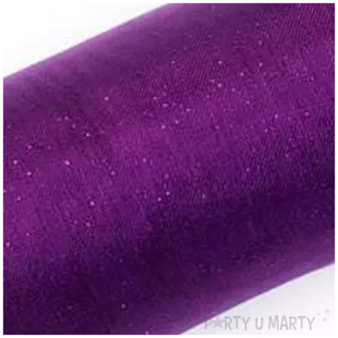 organza glitter sliwkowa brokatowa 16 cm 9 m 1 rolka