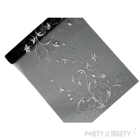 organza z nadrukiem czarny partydeco 0 36 x 9 m
