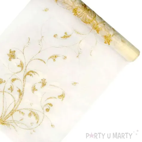organza z nadrukiem kremowy partydeco 0 36 x 9 m