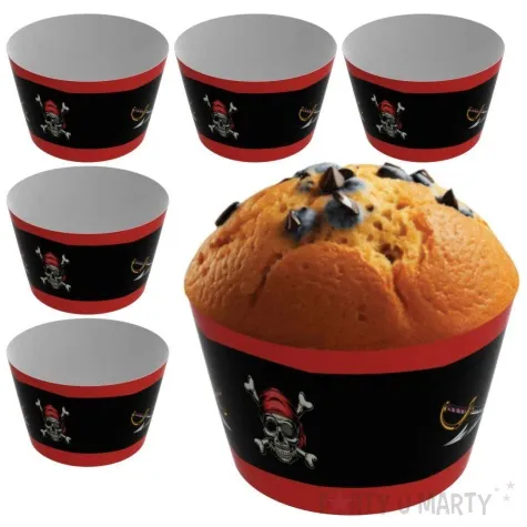 oslonki dekoracyjne pirat czarny czerwony congee 6 szt