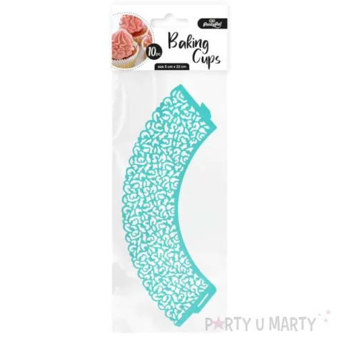 oslonki na muffinki koronka turkusowy partypal 10 szt