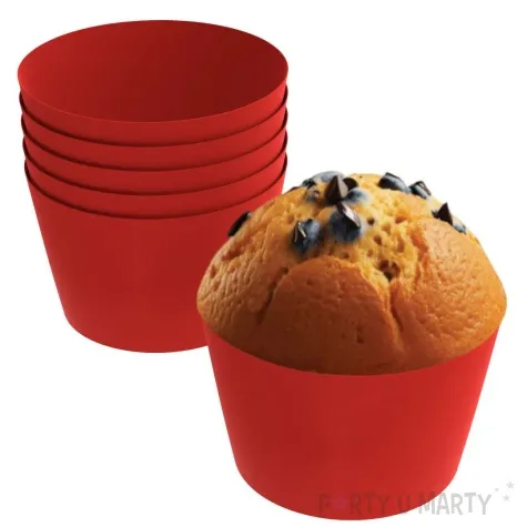 oslonki na muffinki monokolor czerwony 6 szt
