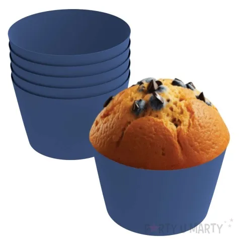 oslonki na muffinki monokolor niebieski 6 szt