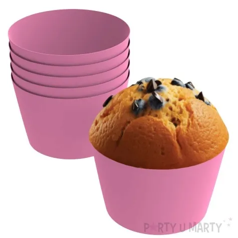 oslonki na muffinki monokolor rozowy jasny 6 szt