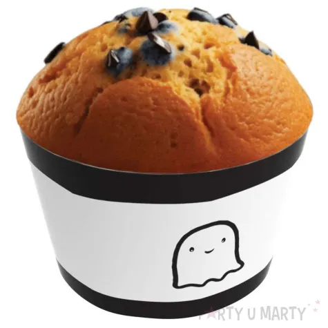 oslonki na muffinki wesoly duszek halloween bialo czarny congee 6 szt