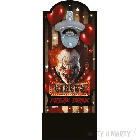 otwieracz straszny cyrkowy klaun halloween guirca 30x12 cm