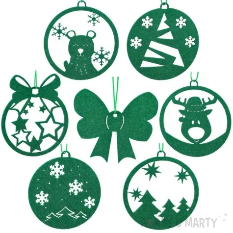 ozdoba choinkowa bombki renifer drzewka mis zielony czakos 7 szt