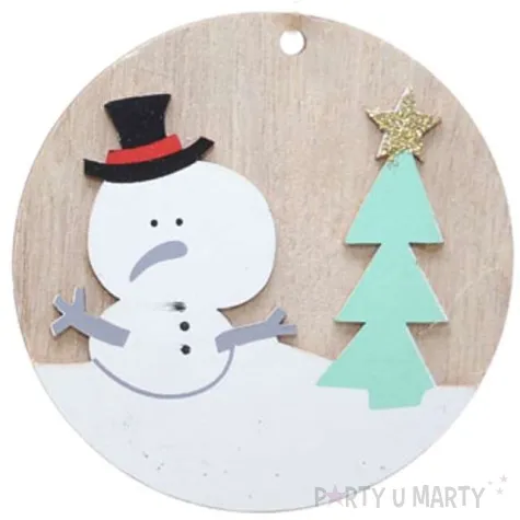 ozdoba choinkowa choinka i balwanek drewniana arpex 10 cm