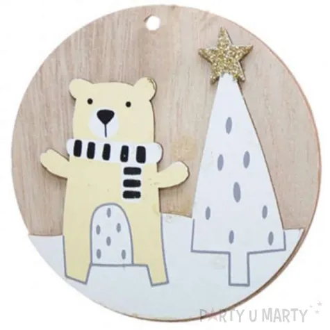 ozdoba choinkowa choinka i mis drewniana arpex 10 cm