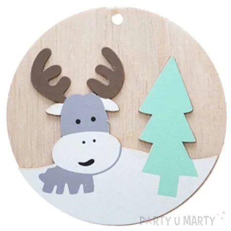 ozdoba choinkowa choinka i reniferek drewniana arpex 10 cm