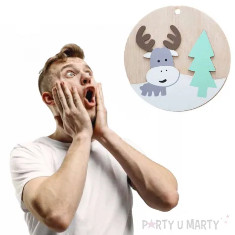 ozdoba choinkowa choinka i reniferek drewniana arpex 10 cm