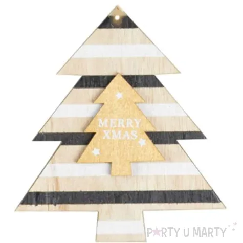 ozdoba choinkowa choinka merry christmas drewniana arpex 10 cm