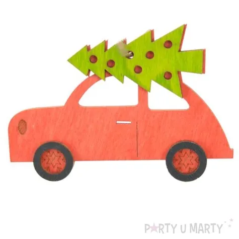 ozdoba choinkowa garbus z choinka drewniana arpex 10 cm