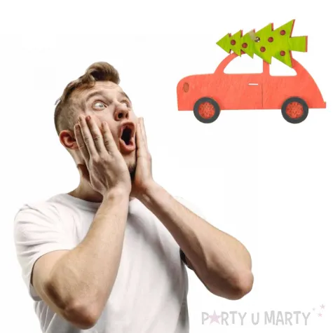 ozdoba choinkowa garbus z choinka drewniana arpex 10 cm