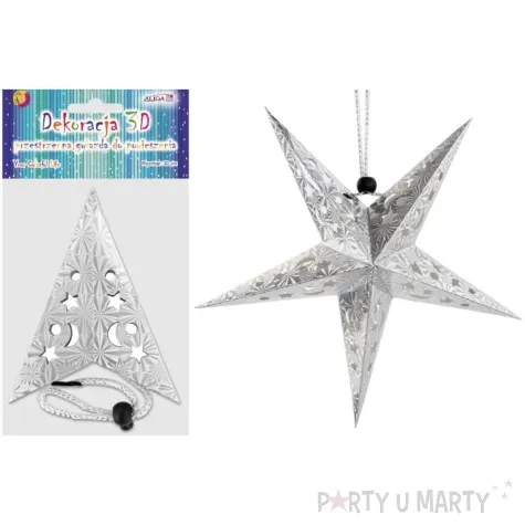 ozdoba choinkowa gwiazda holograficzna srebrny aliga