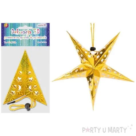 ozdoba choinkowa gwiazda holograficzna zloty aliga