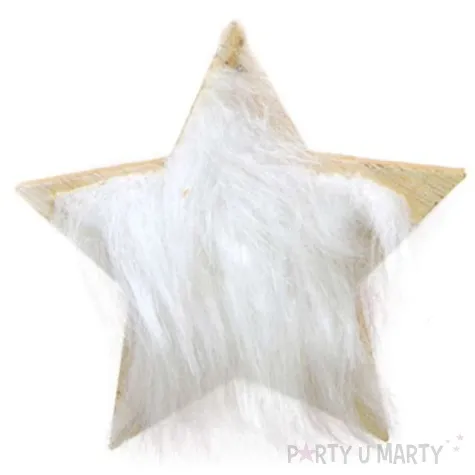ozdoba choinkowa gwiazda z bialym futerkiem drewniana arpex 8 cm