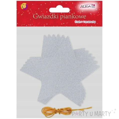 ozdoba choinkowa gwiazdki brokatowe srebrny arpex 13 5 cm 6 szt