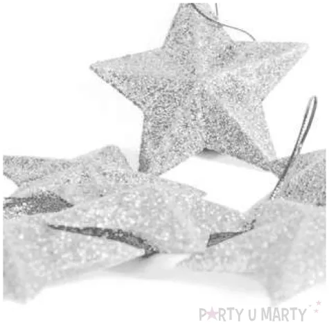 ozdoba choinkowa gwiazdki brokatowe srebrny arpex 9 cm 6 szt