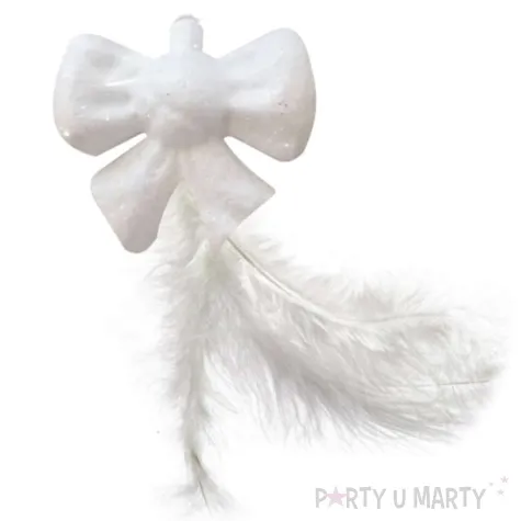 ozdoba choinkowa kokardka z piorkiem brokatowa arpex