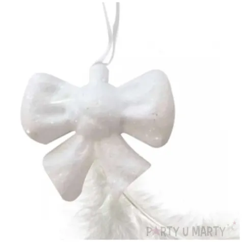 ozdoba choinkowa kokardka z piorkiem brokatowa arpex