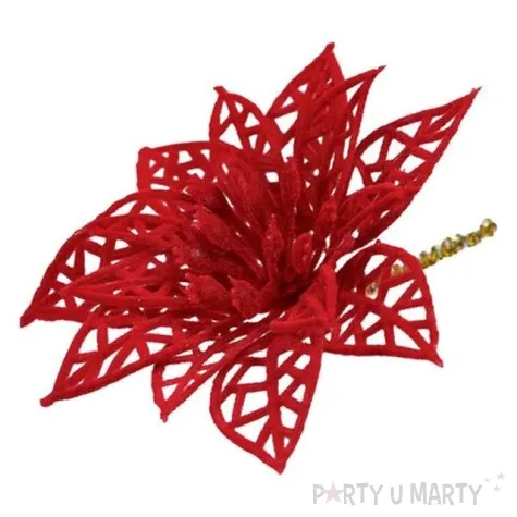 ozdoba choinkowa kwiat poinsecji czerwona titanum 8 cm 6 szt