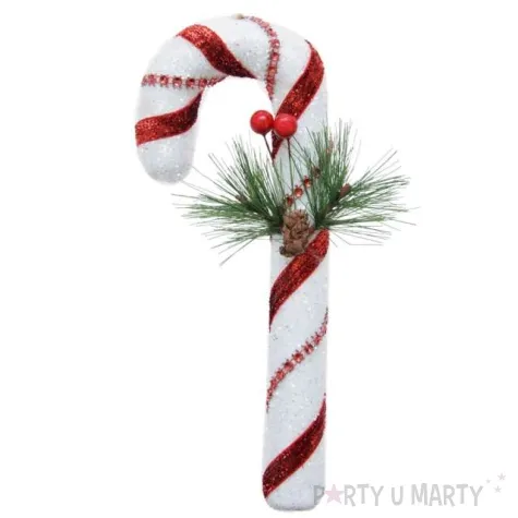 ozdoba choinkowa laska brokatowa biala arpex 20 cm