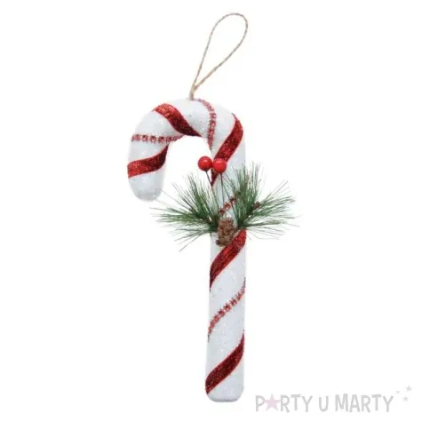 ozdoba choinkowa laska brokatowa biala arpex 20 cm