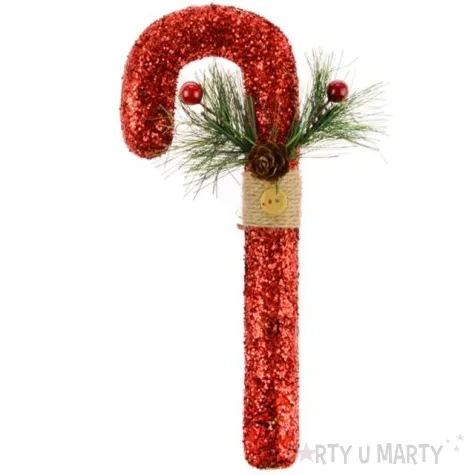 ozdoba choinkowa laska brokatowa czerwona arpex 20 cm