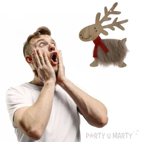 ozdoba choinkowa renifer bezowy drewniany arpex