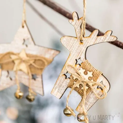 ozdoba choinkowa renifer z dzwoneczkami drewniana arpex 10 cm