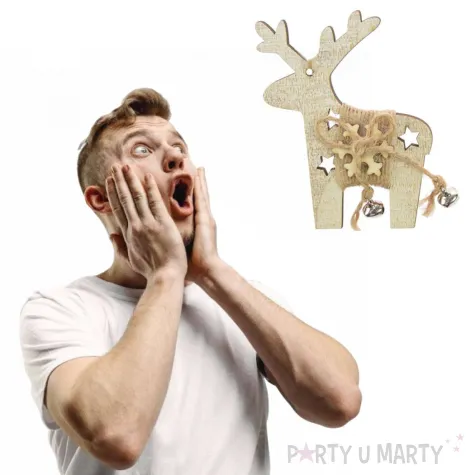 ozdoba choinkowa renifer z dzwoneczkami drewniana arpex 10 cm