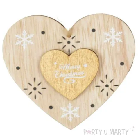 ozdoba choinkowa serce merry christmas drewniana arpex 10 cm