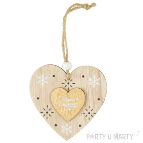 ozdoba choinkowa serce merry christmas drewniana arpex 10 cm