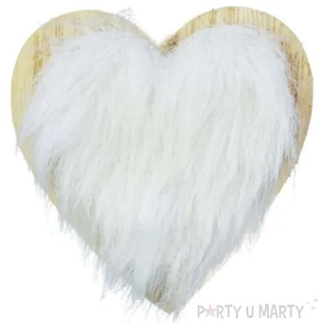 ozdoba choinkowa serce z bialym futerkiem drewniana arpex 8 cm