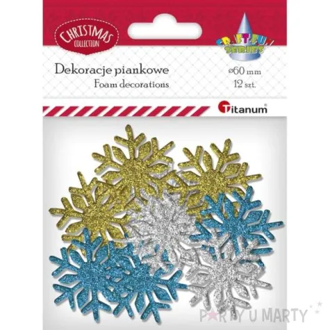 ozdoba choinkowa sniezynki mix titanum 12 szt