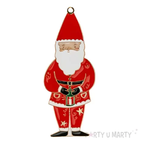 ozdoba choinkowa swiety mikolaj metalowa partydeco 10 cm