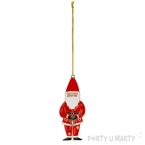 ozdoba choinkowa swiety mikolaj metalowa partydeco 10 cm