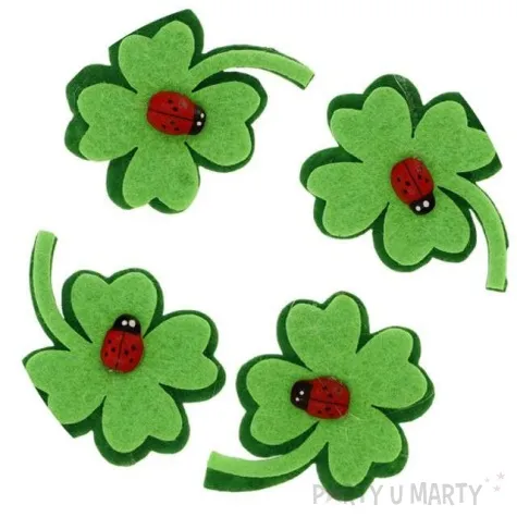 ozdoba filcowa koniczynka z biedronka titanum 4 szt