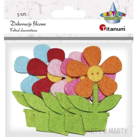 ozdoba filcowa kwiatki doniczkowe titanum 5 szt