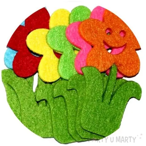 ozdoba filcowa kwiatki usmiechniete titanum 6 szt