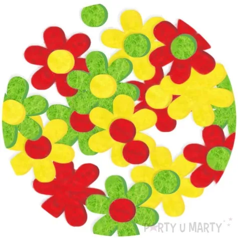 ozdoba filcowa kwiatki wiosenny mix z czerwienia 3 cm 15 szt