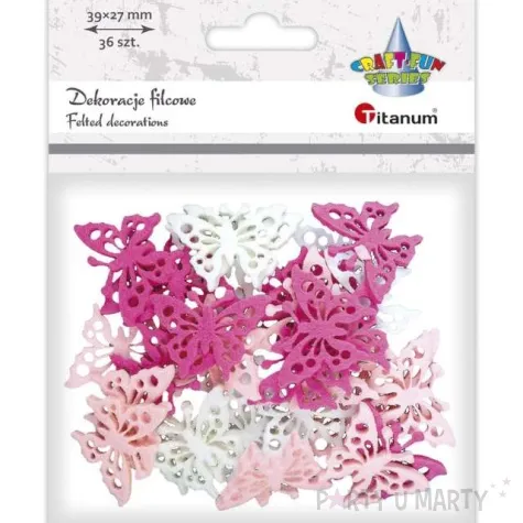 ozdoba filcowa motyle rozowe titanum 36 szt