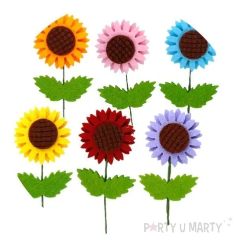 ozdoba filcowa sloneczniki kolorowe titanum 6 szt