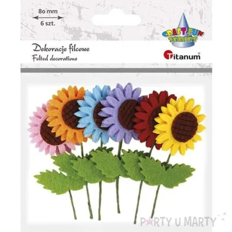 ozdoba filcowa sloneczniki kolorowe titanum 6 szt