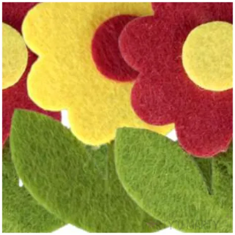 ozdoba filcowa stokrotki zolte i czerwone mix titanum 3 szt