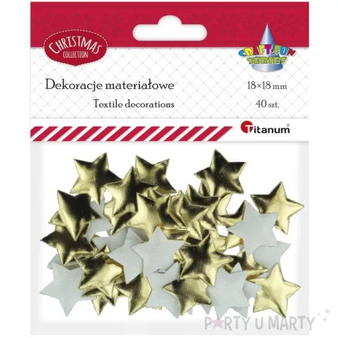 ozdoba materialowa gwiazdki metaliczne mini zloty titanum 40 szt