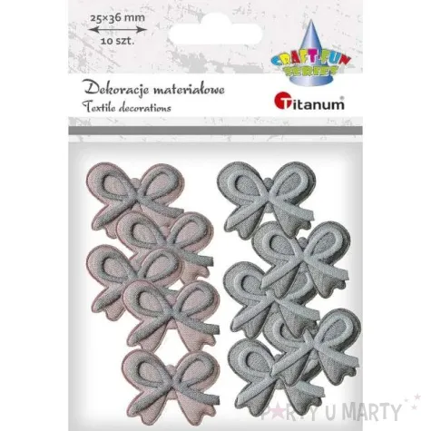 ozdoba materialowa kokardki eleganckie szare titanum 8 szt