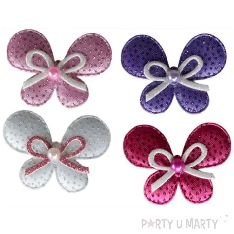 ozdoba materialowa kokardki z cekinami titanum 8 szt